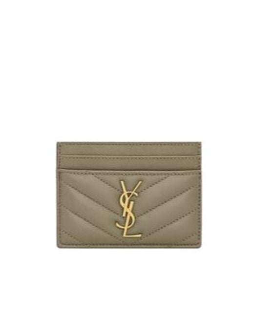 Saint Laurent Gray Cassandre Matelassé Card Case