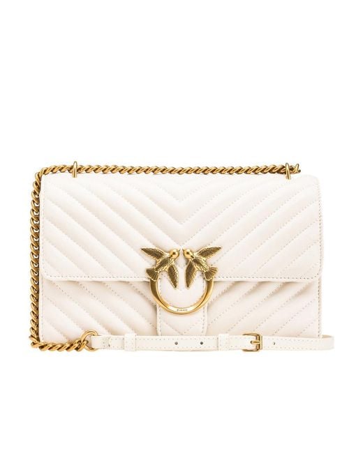 Pinko Natural Classic Love One Chevron Crossbody Bag