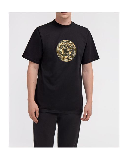 Roberto Cavalli Black Logo Printed T-Shirt for men