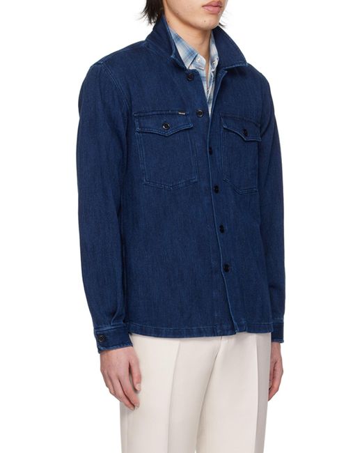 Tom Ford Blue Straight Hem Denim Shirt for men