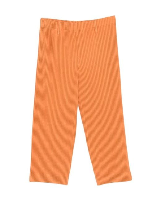 Homme Plissé Issey Miyake Orange Plissé-Effect Cropped Trousers for men