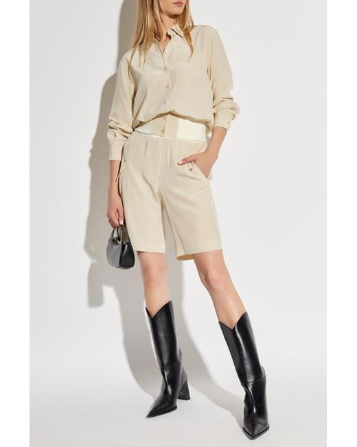 Helmut Lang Natural Button Detailed Bomber Shorts