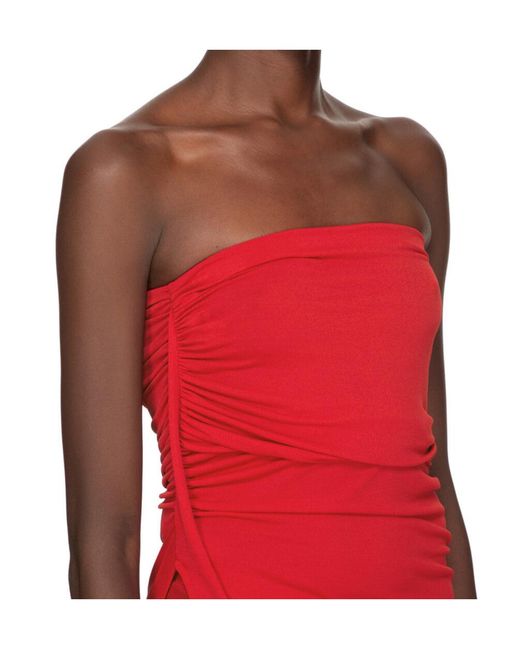 Rick Owens Red Draped Slit Top