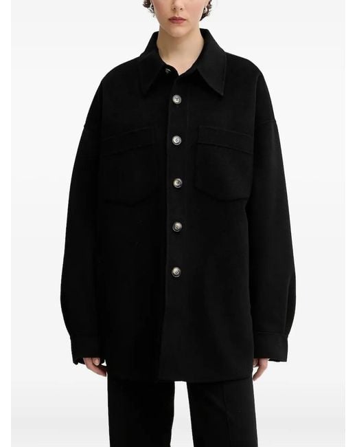 Nanushka Black Button-Fastening Shirt Jacket