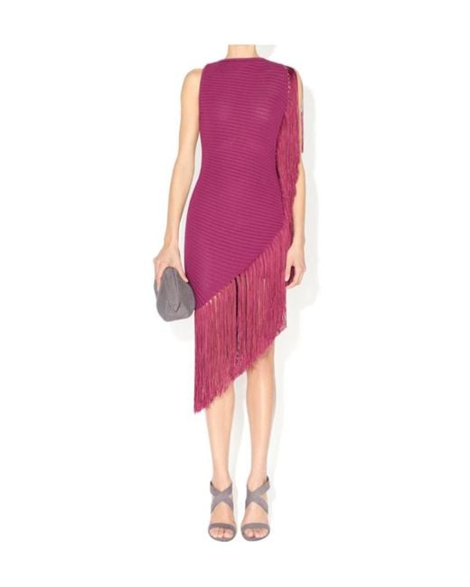 Alaïa Purple Asymmetric Fringed Dress