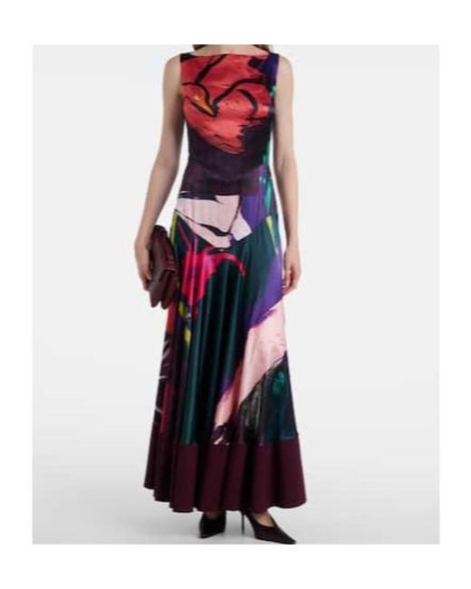Roksanda Red Munir Printed Silk Satin Gown