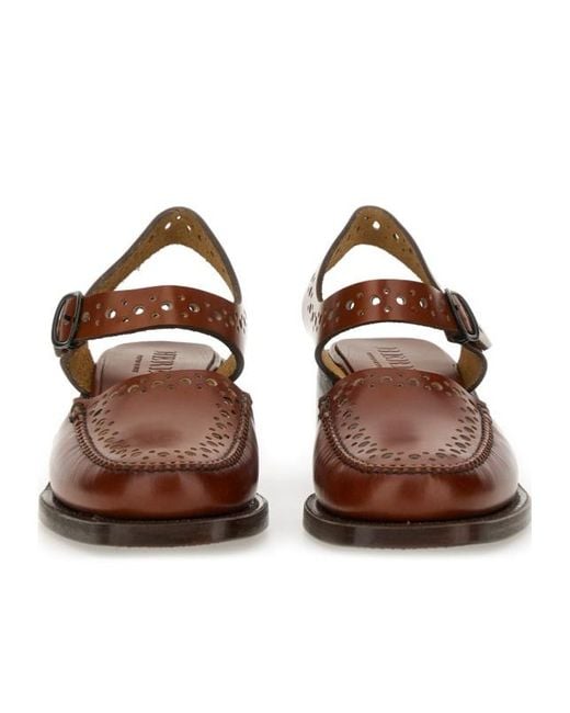 Hereu Brown Perforated Ankle-Strap Heeled Sandals