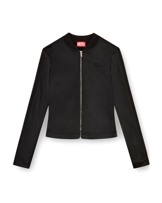 DIESEL Black G-Oper Rib-Knit Stretch Satin Jacket
