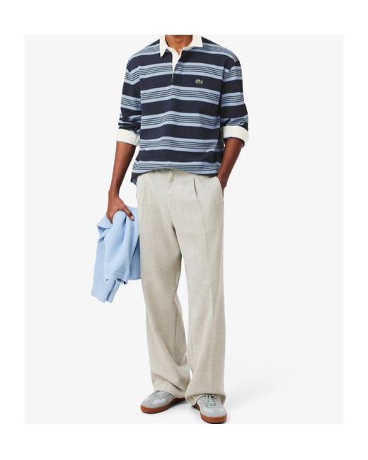 Lacoste Blue Relaxed Fit Striped Polo Shirt for men