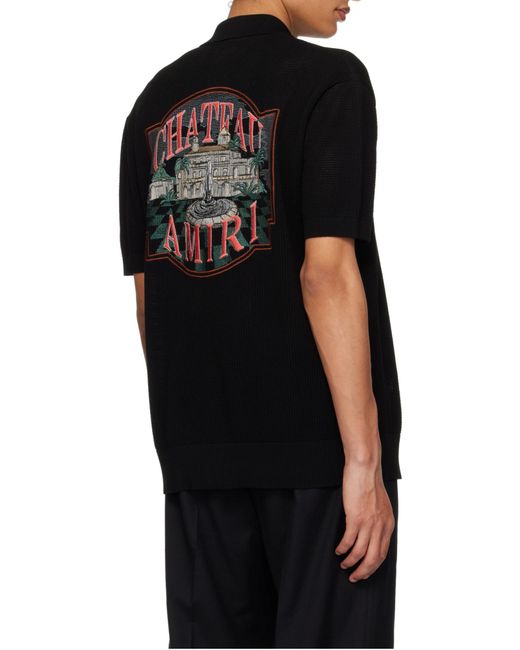 Amiri Black Short Sleeved Crochet Os Shirt for men