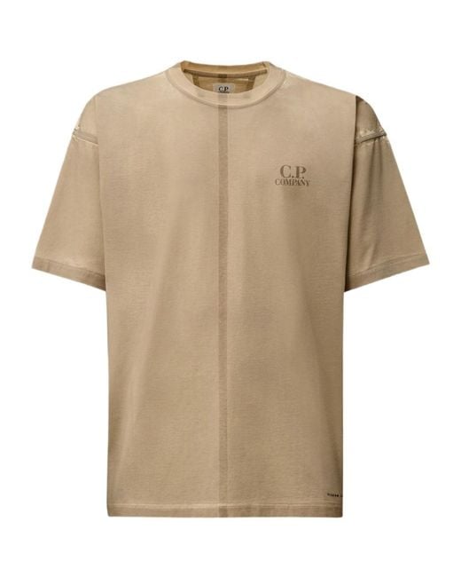 C P Company Natural Central-Seam Cotton T-Shirt for men