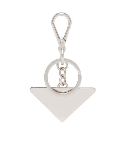 Prada White Logo Lettering Keyring for men