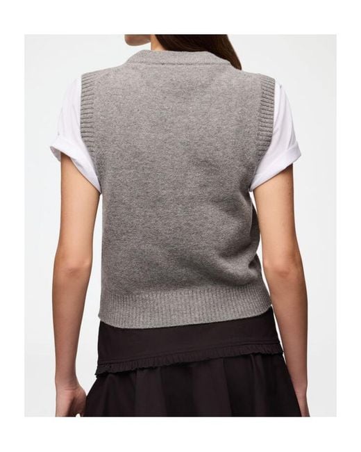 Ganni Gray Floral Jacquard Knitted Vest