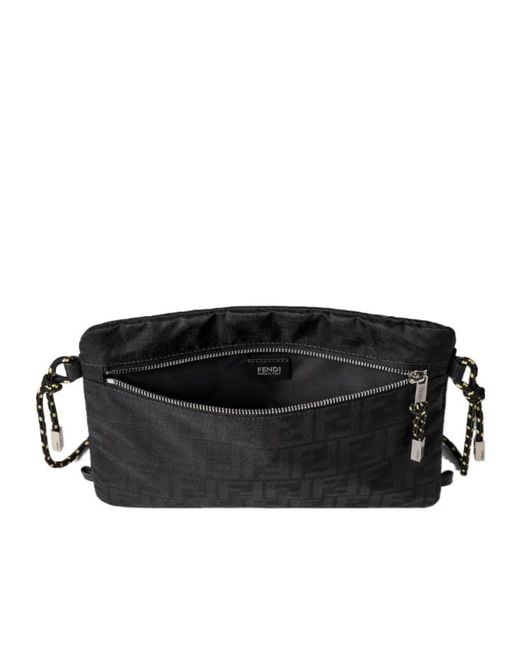 Fendi Black Superlight Ff Zucca Fabric Pouch for men