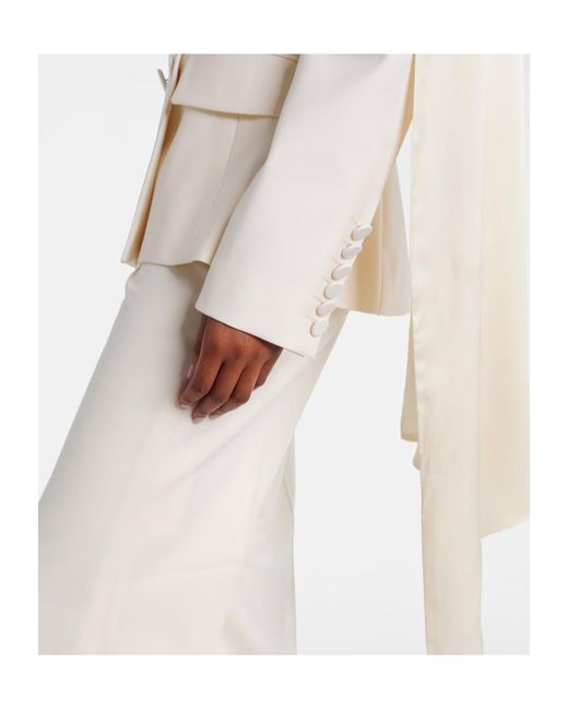 Nina Ricci White Scarf-Detail Virgin Wool Gabardine Blazer