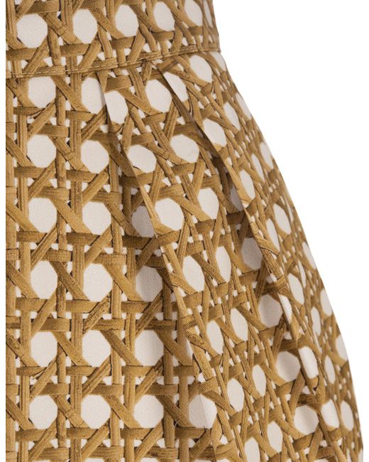 Giambattista Valli Natural Vienna Straw High Waist Pleated Shorts