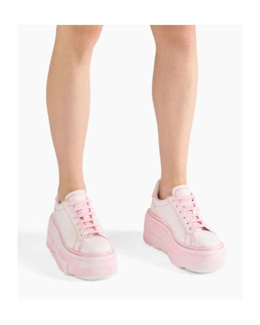 Casadei Pink Nexus Painting Platform Low-Top Sneakers