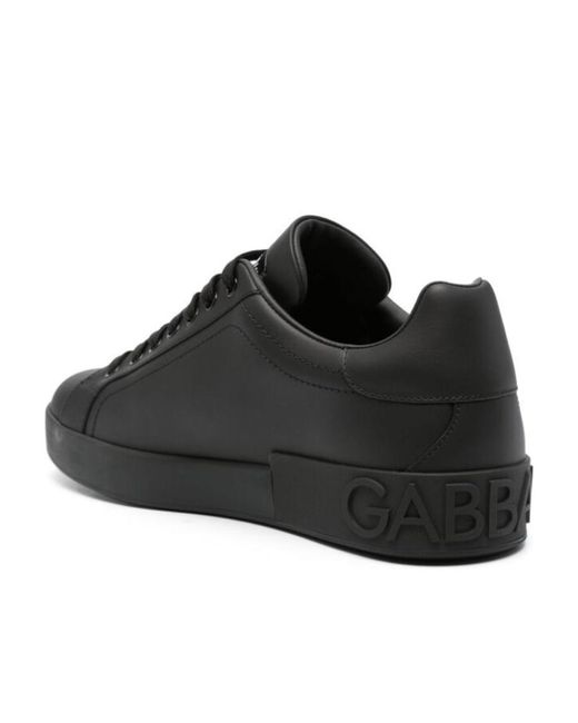 Dolce & Gabbana Black Portofino Lace-Up Sneakers for men