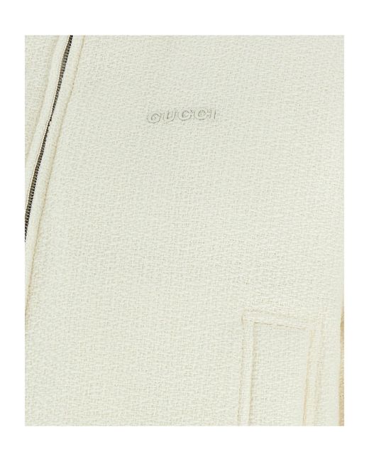 Gucci White Logo Lettering Bouclé Jacket