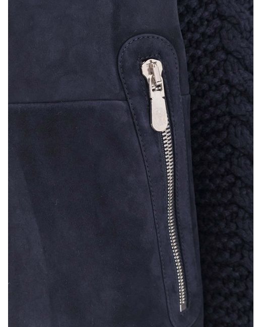 Brunello Cucinelli Blue Leather Jackets for men