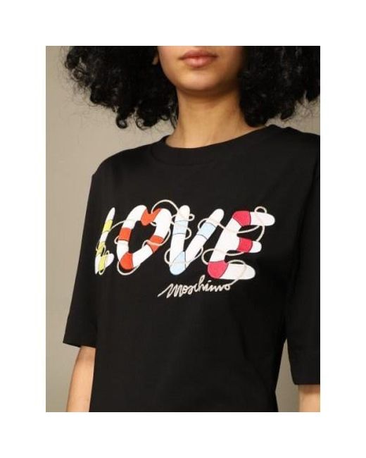Moschino Black Printed T-Shirt Dress