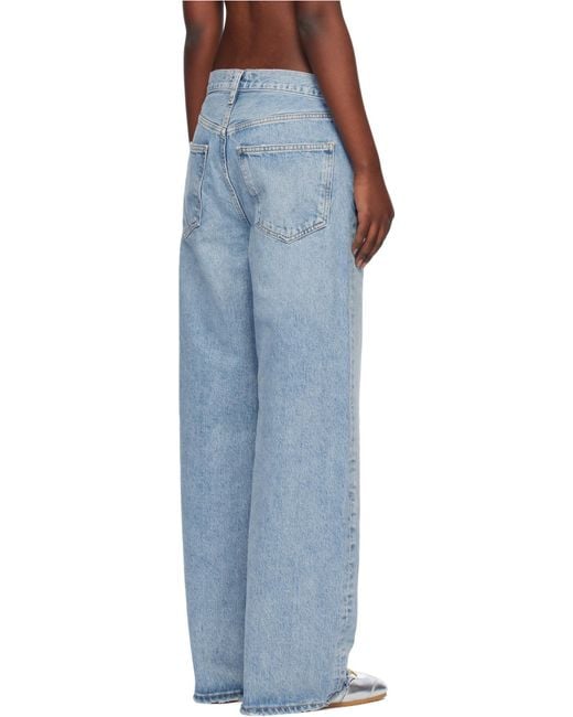 Agolde Blue Mid-Rise Tapered-Leg Jeans