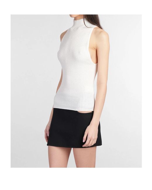 Courreges White Courrèges Sleeveless Ribbed-Knit Tank Top