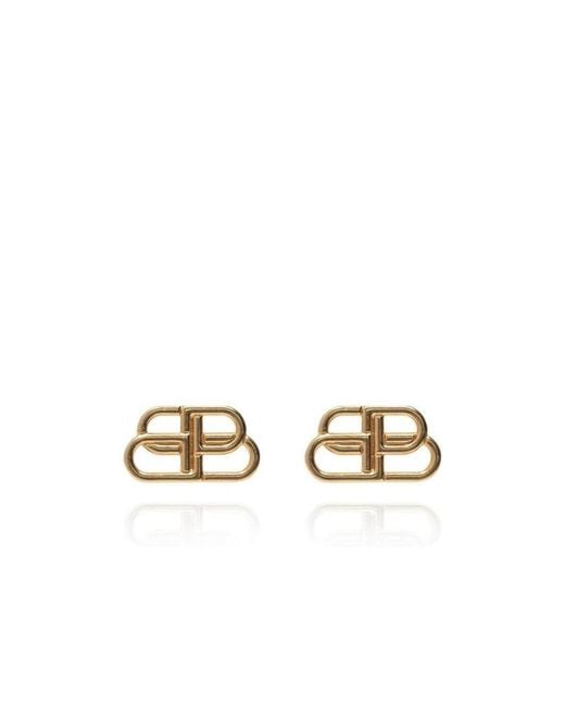 Balenciaga Metallic Bb Stud Earrings