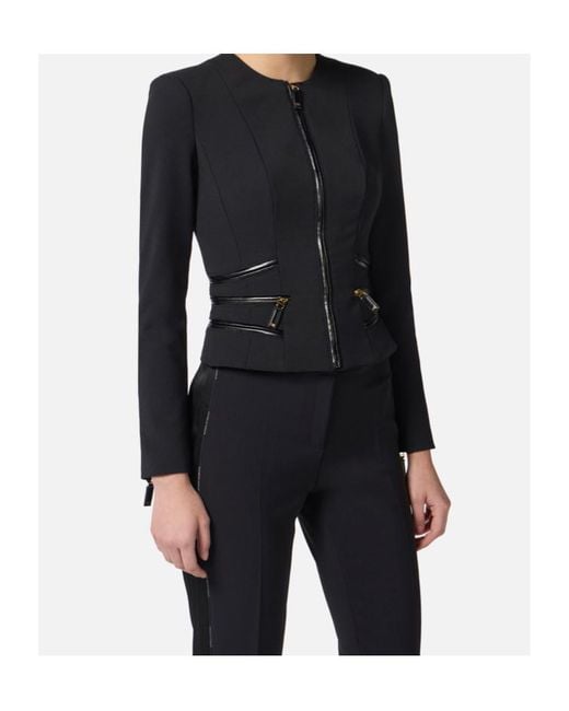 Elisabetta Franchi Blue Zipped Double-Layer Crêpe Jacket