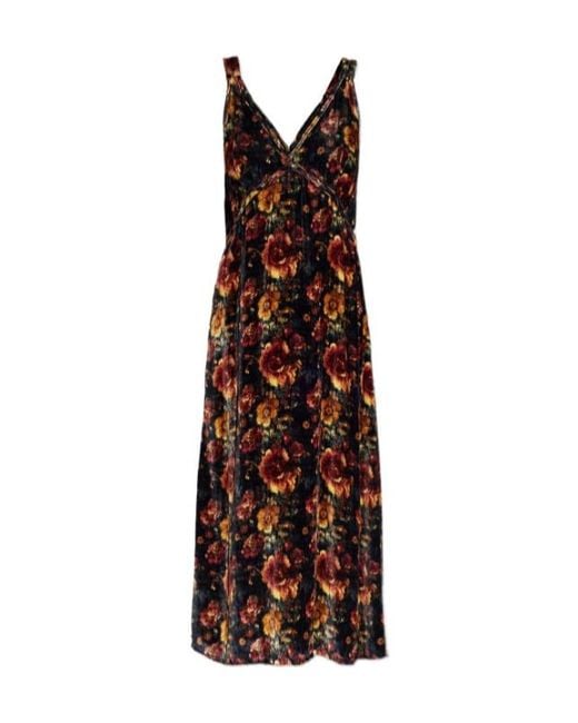 R13 Purple V-Neck Floral-Print Midi Dress