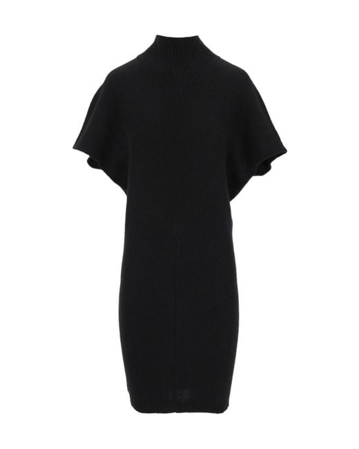 FEDERICA TOSI Black Ribbed Short-Sleeve Dress