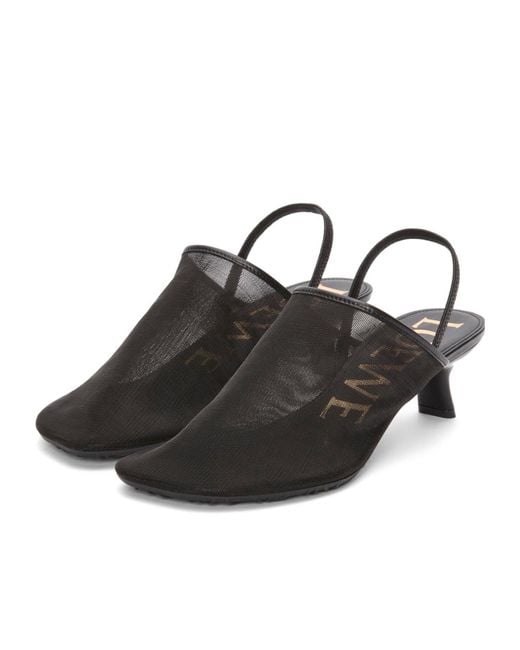 Loewe Black Petal Slingback Heeled Sandals