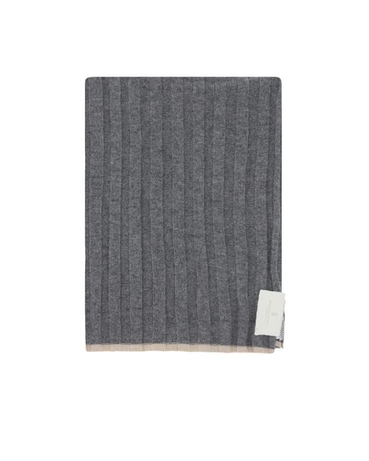 Brunello Cucinelli Gray Rib Knitted Scarf for men