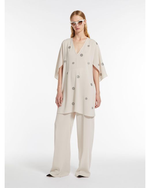 Max Mara Natural Deep V-Neck Blouse