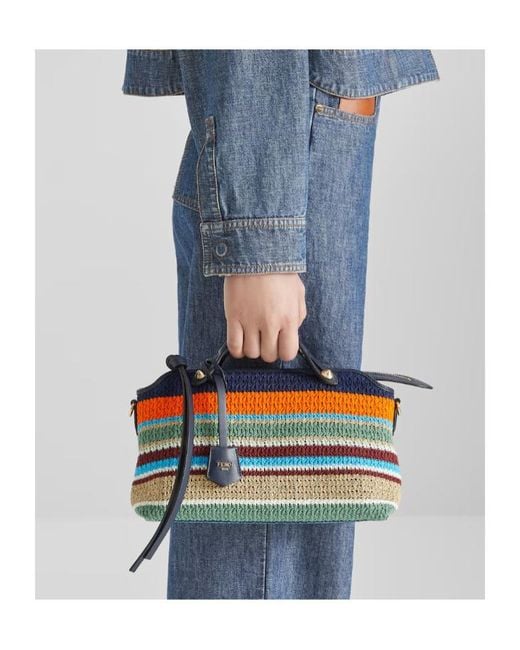 Fendi Blue Medium By The Way Crochet Tote Bag