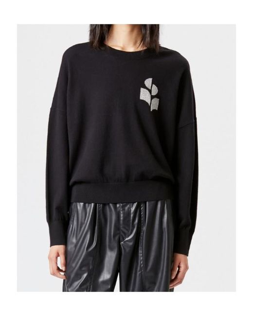 Isabel Marant Black Marisans Sweater With Lurex Logo Intarsia