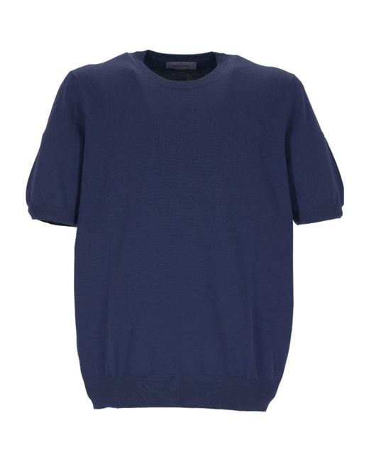 Gran Sasso Blue Short-Sleeve Sweater for men