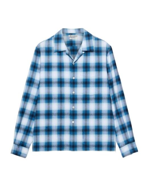 J.W. Anderson Blue Shaded Checkered Shirt for men