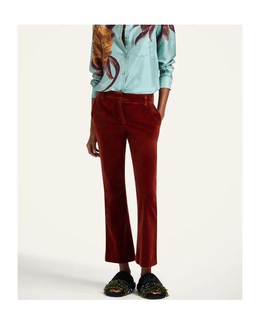 LaDoubleJ Red 24/7 Velvet Cropped Trousers