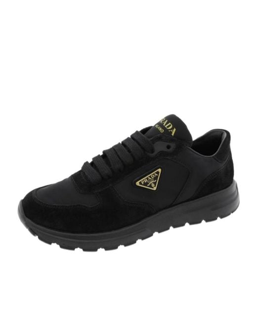 Prada Black Prax 2.0 Re-Nylon And Suede Sneakers