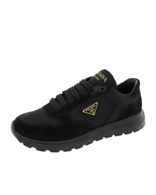 Prada Black Prax 2.0 Re-Nylon And Suede Sneakers