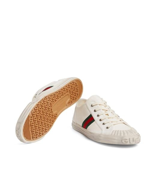 Gucci White Stripe Detailed Low-Top Sneakers for men