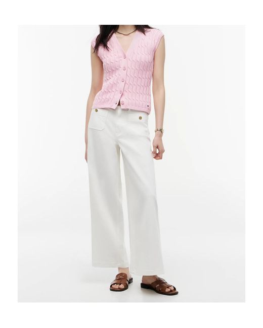 Tommy Hilfiger Pink Cable-Knit Sleeveless Cardigan