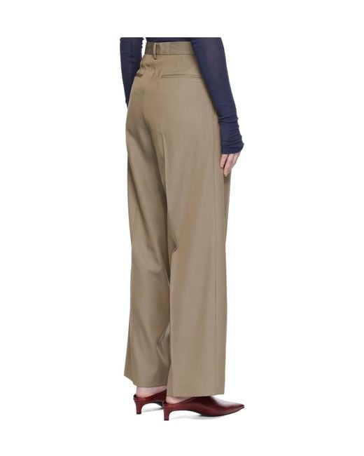 Auralee Gray Wool Wide-Leg Pleated Pants