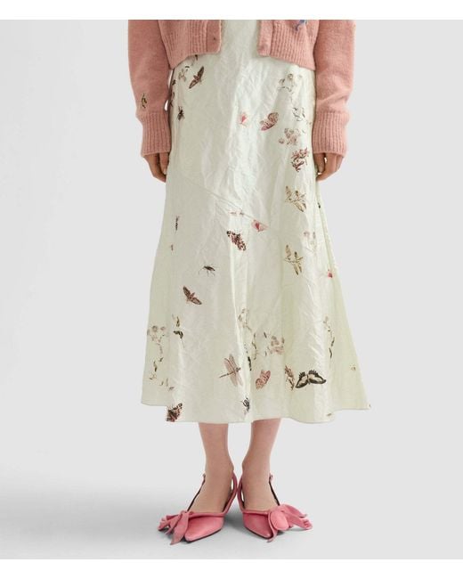 Erdem White Printed Skirt