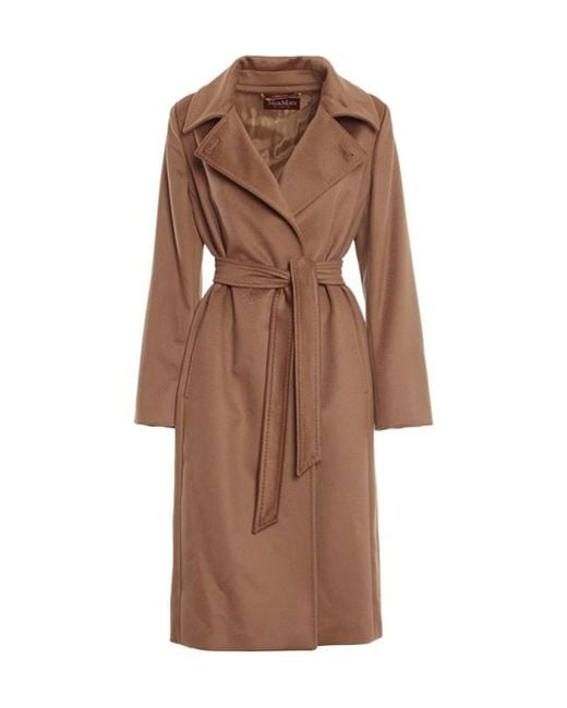Max Mara Brown Studio Bcollag Belted Long-Sleeved Coat