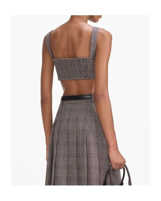 Self-Portrait Brown Checked Cropped Top