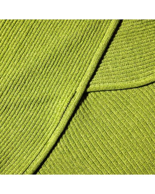Self-Portrait Green Lurex Knitted Off-Shoulder Top