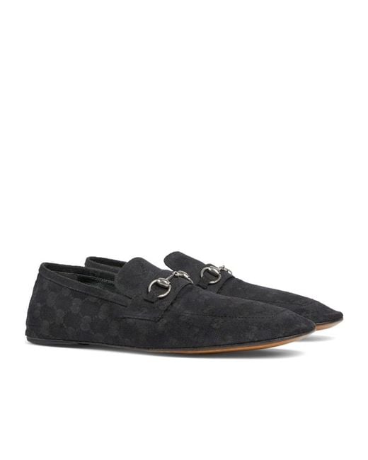 Gucci Black Worn-Out Effect Horsebit Loafers for men