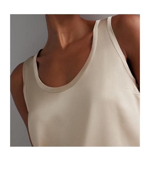 Brunello Cucinelli Natural Round-Neck Silk Top